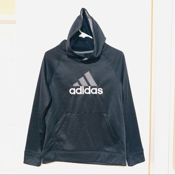 ADIDAS Tech' Fleece black Pullover Hoodie boy L - Picture 2 of 8